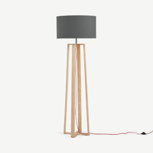 Asher Large Wooden Floor Lamp, Natural