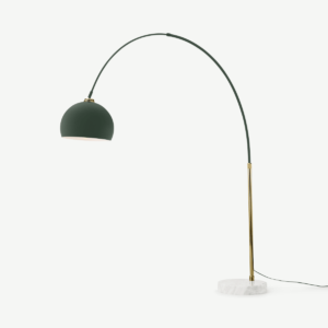 Bow Large Arc Overreach Floor Lamp Green & Brass