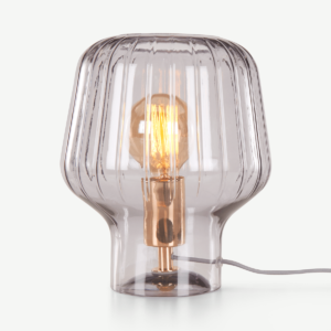 Ewer Table Lamp, Smoke Glass and Polished Copper