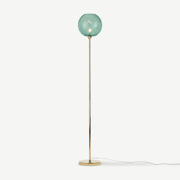 Ilaria Floor Lamp, Brass and Blue Glass