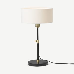 Teo Table Lamp, Antique Brass & White