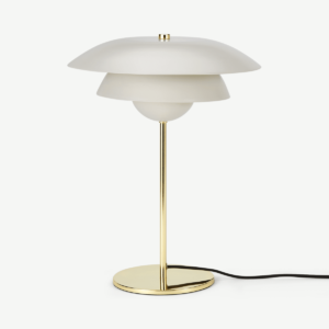 Brunswick Layered Table Lamp, Warm Grey & Brass Metal